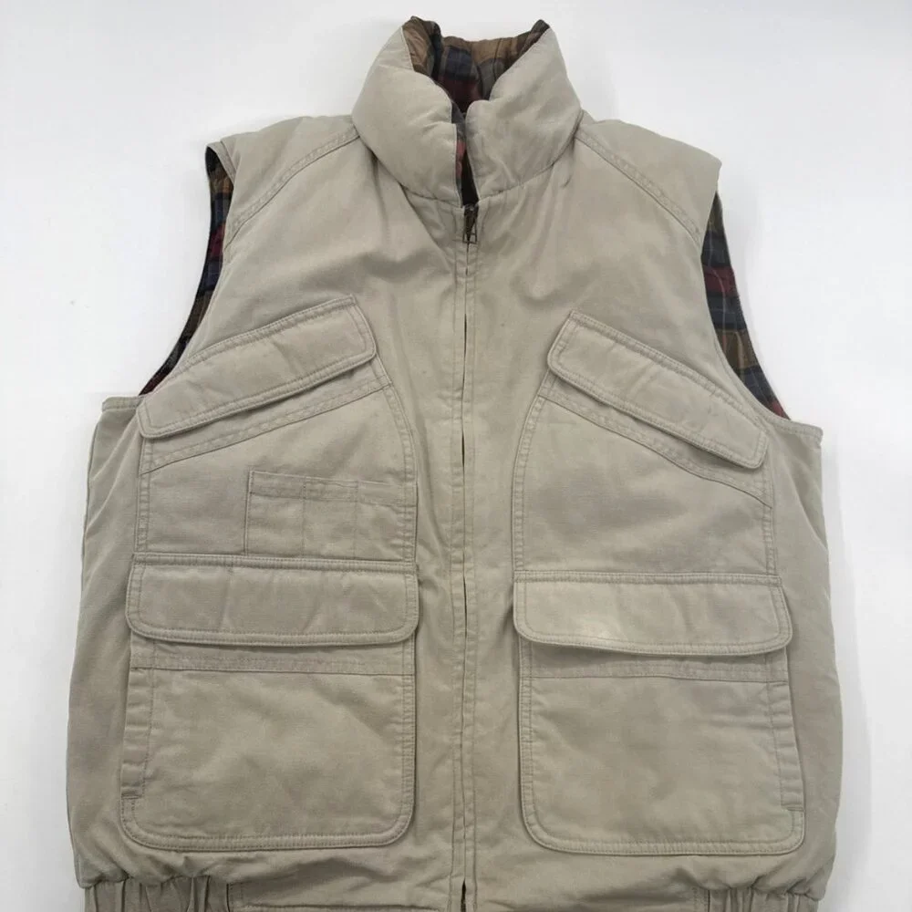 Vintage Mens Eddie Bauer Goose Down Vest Utility Outdoor Hiking Medium Camping